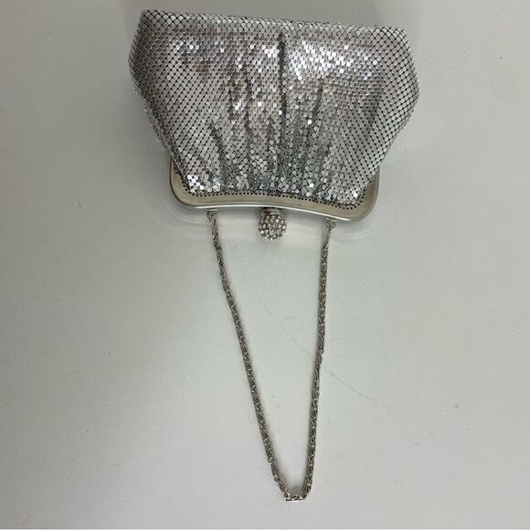 COPY - KATE LANDRY silver metallic mesh rhinestone evening purse formal event - Picture 14 of 15
